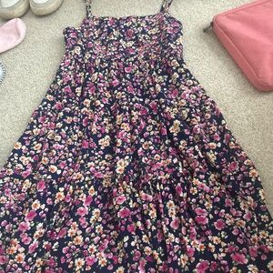 Altar'd State Navy Floral Sundress with Pink & White Flowers